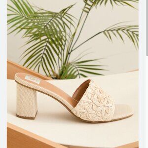 DV Dolce Vita Honey Raffia Block-Heel Dress Summer Sandals SIze 10